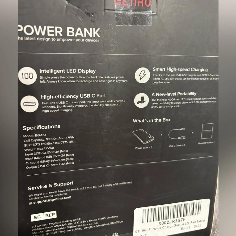 Getihu power bank. Model :‎ BG-123. 2 pack.